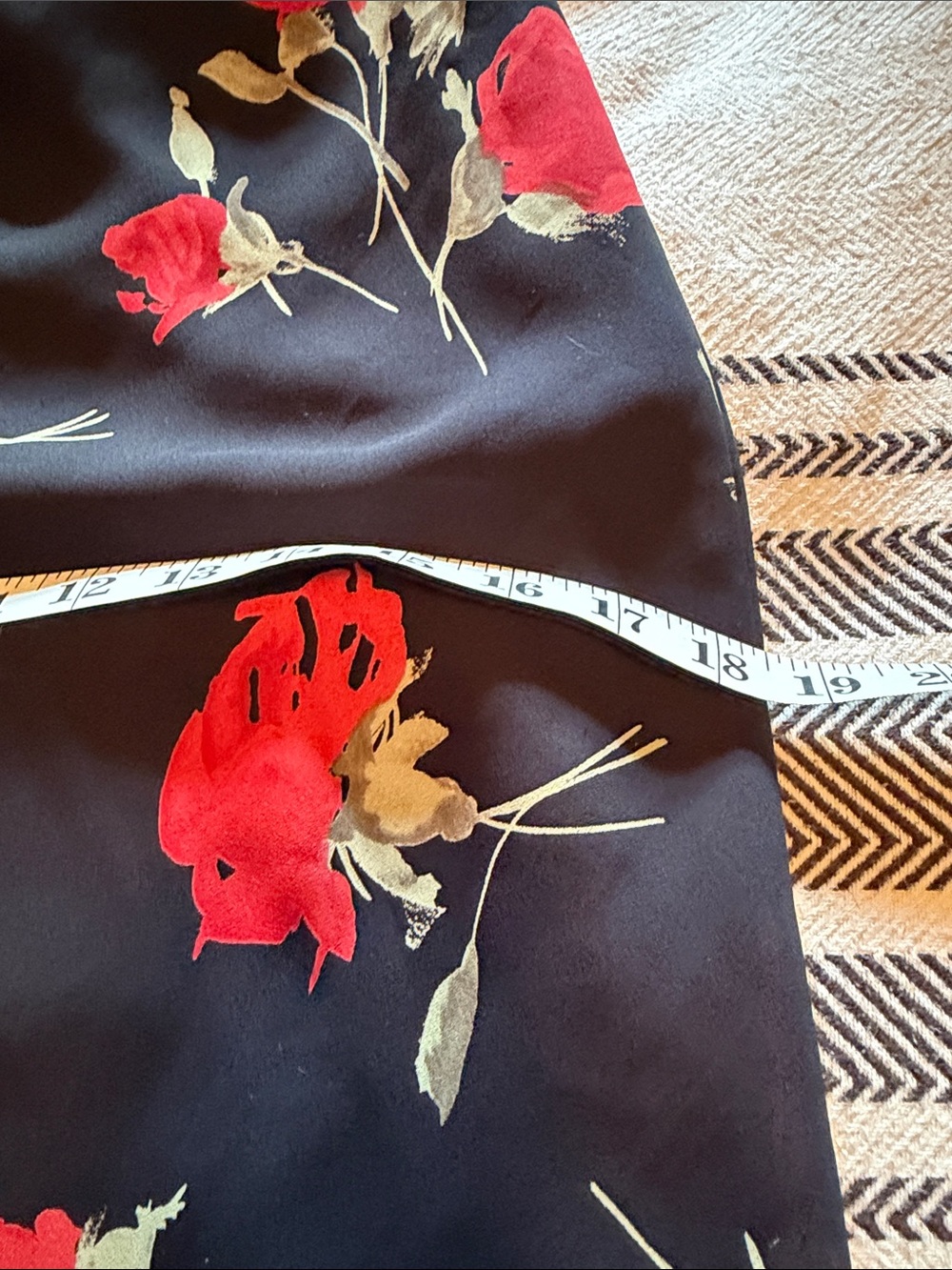 La Belle Black A-Line Midi Skirt with Red Rose Print - Picture 10 of 10